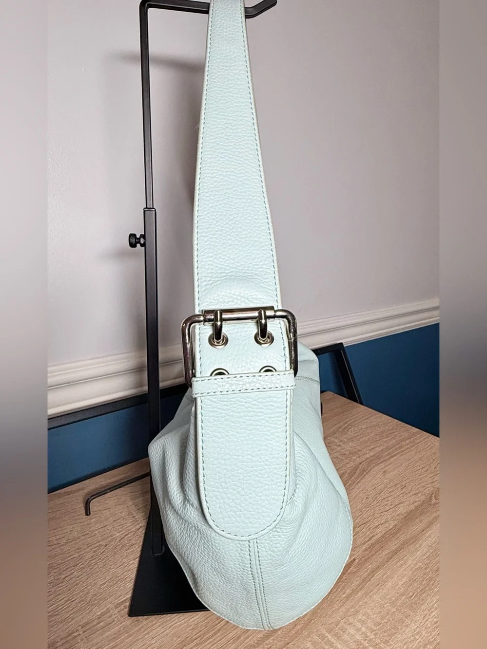 Furla Light Blue Pebbled Leather Shoulder Bag | ✨ | 2000s–Early 2010s ✨ - Picture 4 of 8